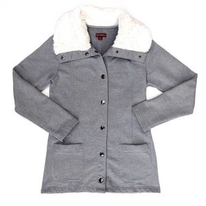 Fur Collar Grey Sweat Jacket Small